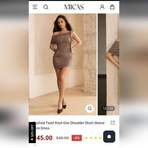 MICAS Elegant Off-Shoulder Taupe Dress